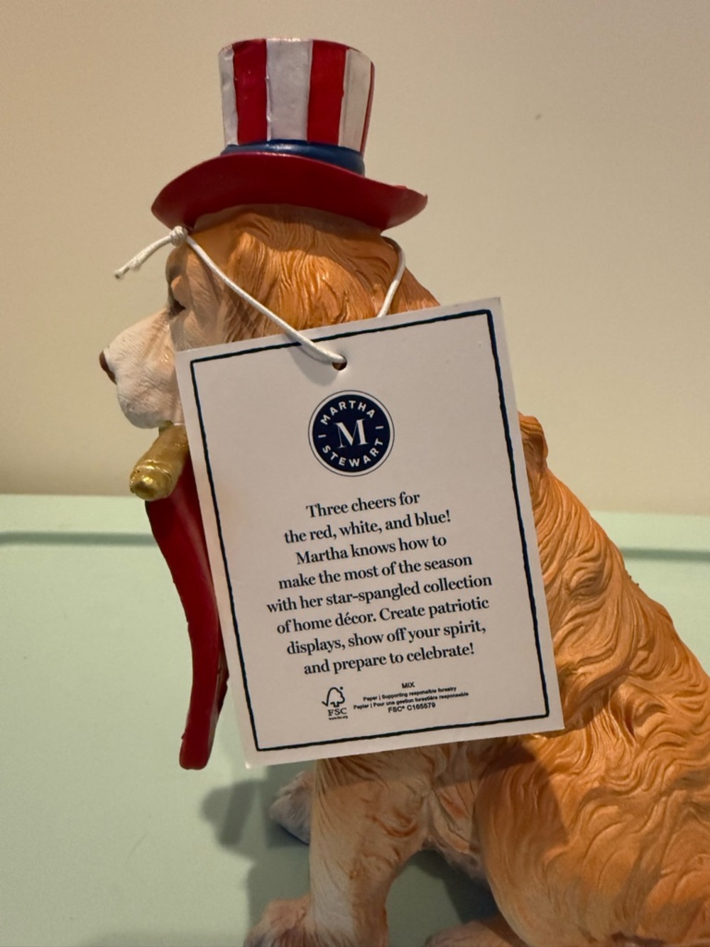 Martha Stewart Patriotic Golden Dog Figurine with American Flag- NWT - Picture 7 of 7